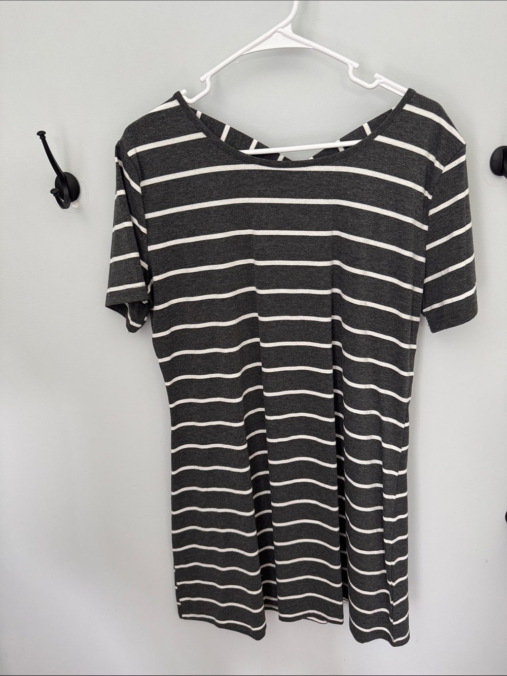 Classic Gray & White Striped Women's Dress